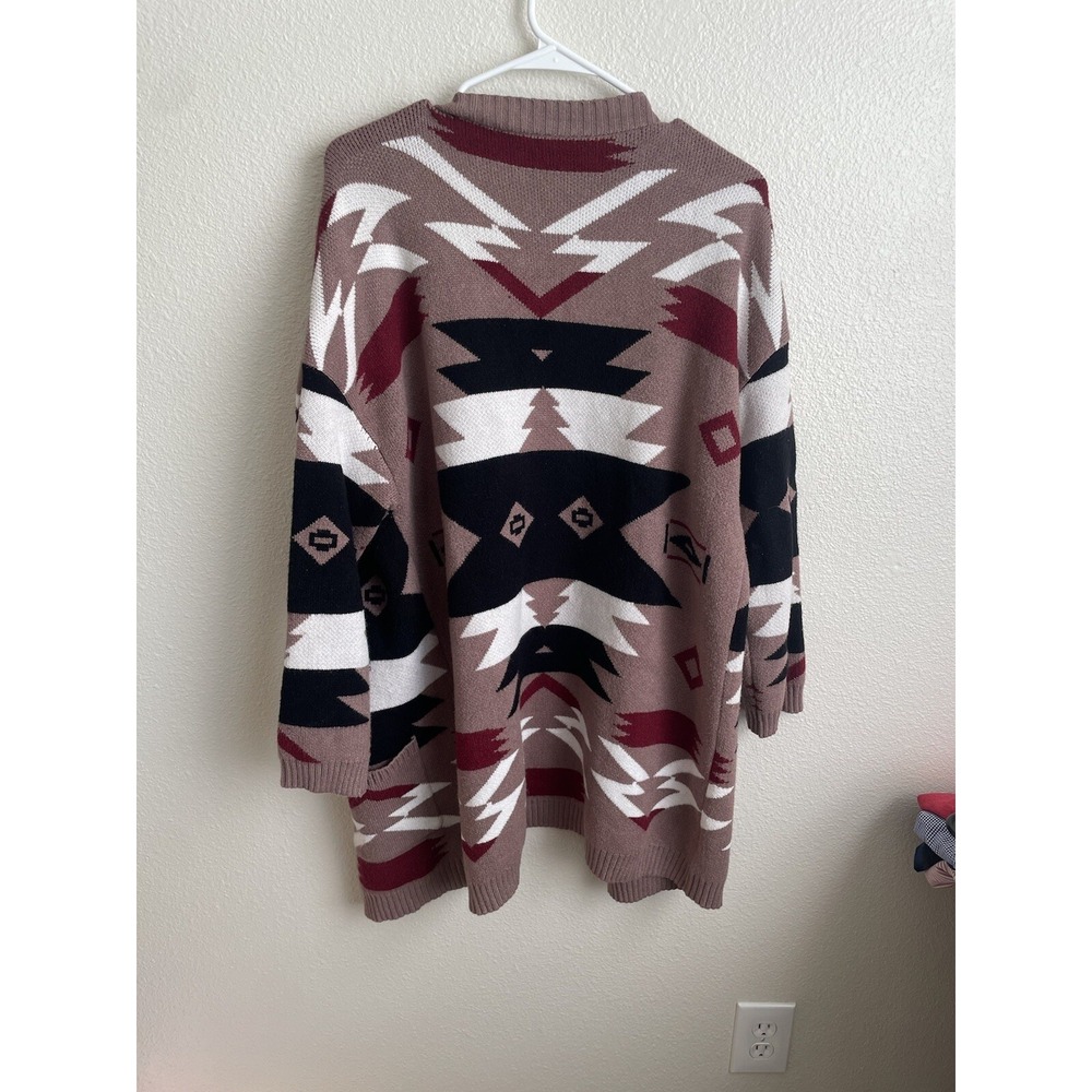 Twenty Ten Size Women S/M Aztec Print Open Front Cardigan Pockets Duster Sweater - Picture 9 of 10